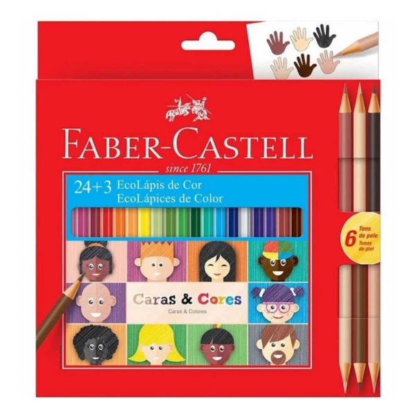 Lápis de Cor Faber Castell Caras e Cores 24 + 3