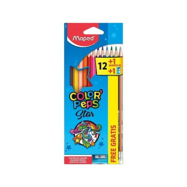 Lápis de Cor Maped Color Peps Star 12 Cores + Lápis + Apontador