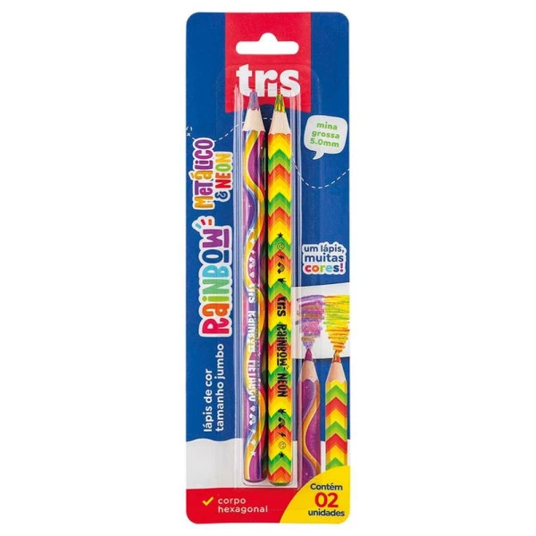 Lápis De Cor Rainbow Tris Neon & Metálico Blister