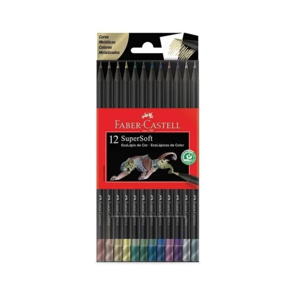 Lápis de Cor Faber Castell Supersoft 12 Cores Metálicas