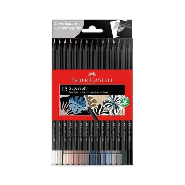 Lápis de Cor Faber Castell Supersoft 15 Cores Neutras
