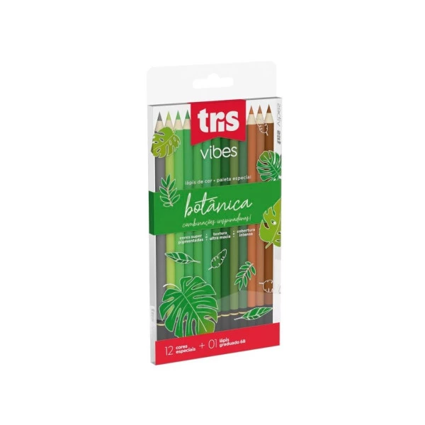 Lapis De Cor Tris Vibes Tons Botânicos 12 Cores + 1 Lápis 6B