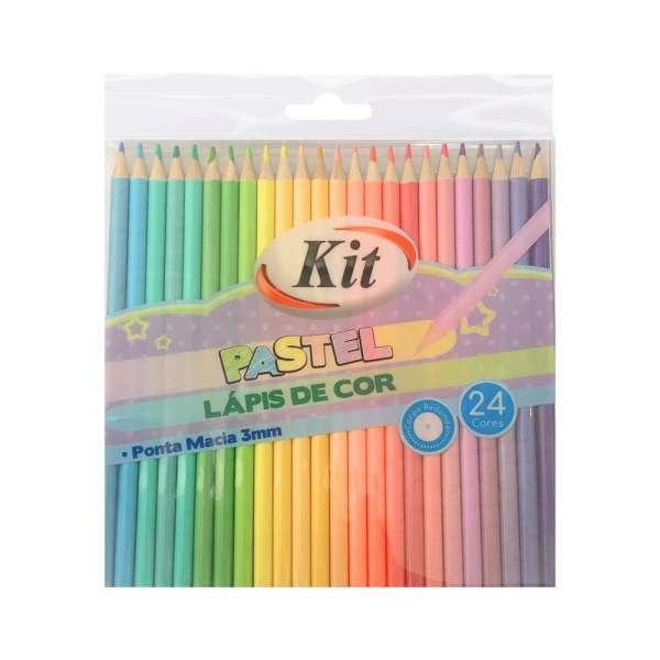 Lápis de Cor 24 Cores Pastel KIT