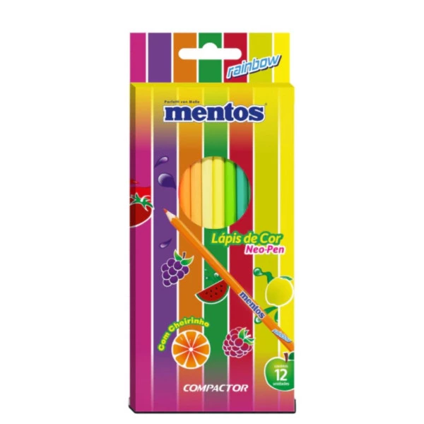 Lápis de Cor Mentos Neo-Pen Com Cheirinho 12 Cores Compactor