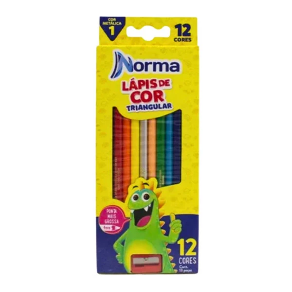 Lápis de Cor Norma 12 Cores + 1 Apontador