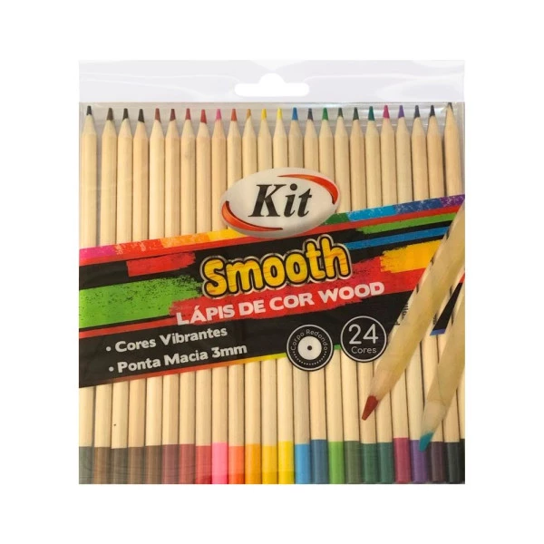 Lápis de Cor Smooth Wood Kit 24 Cores