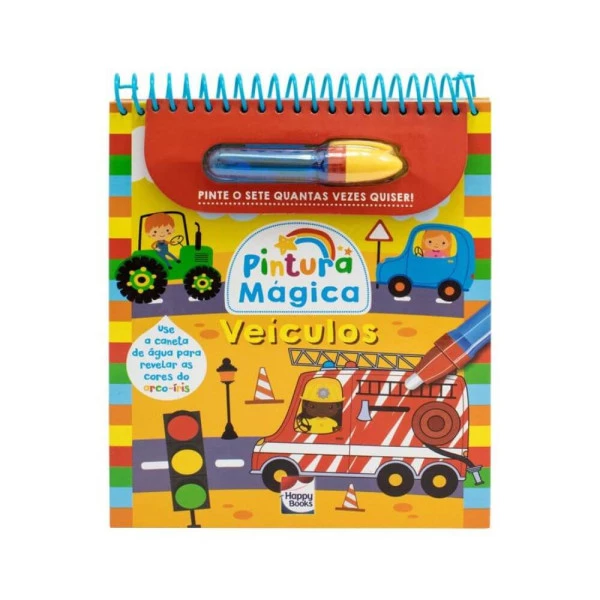 Livro De Pintura Mágica Com Água Happy Books Veículos