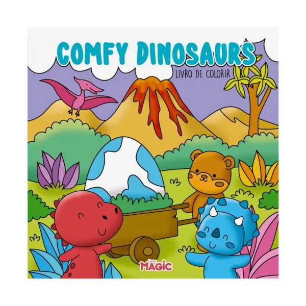 Livro de Colorir Bobbie Goods Comfy Dinosaurs 24F Livros Magic