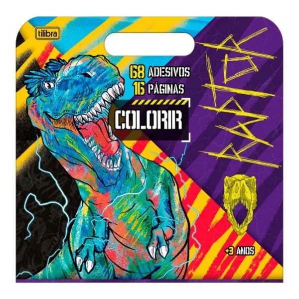 Livro Para Colorir Maleta Dinossauro Raptor 8F Tilibra