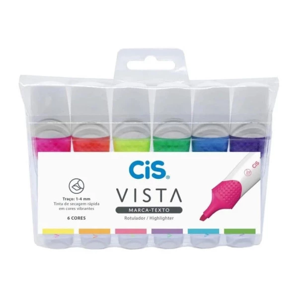 Marca Texto CiS Vista Estojo Com 6 Cores