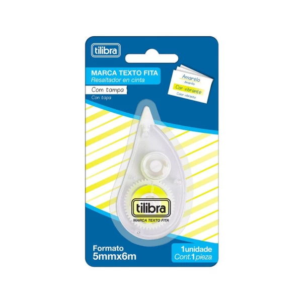 Marca Texto Em Fita Tilibra Amarelo Blister