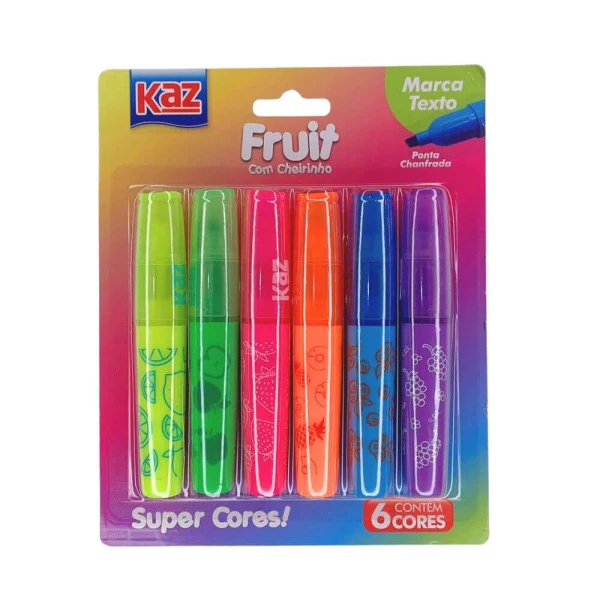 Marca Texto Fruit Com Cheirinho Kaz Blister 6 Cores