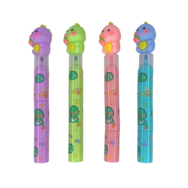 Marca Texto Kawaii 3 em 1 Dino