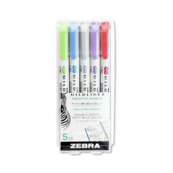 Marca Texto Zebra Mildliner Cores Frias 5 Un