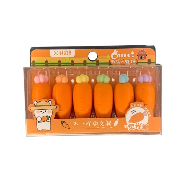 Marca Texto Mini Kawaii Cenoura C/6
