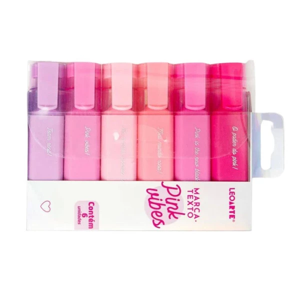 Marca Texto Pink Vibes 6 Cores LeoArte