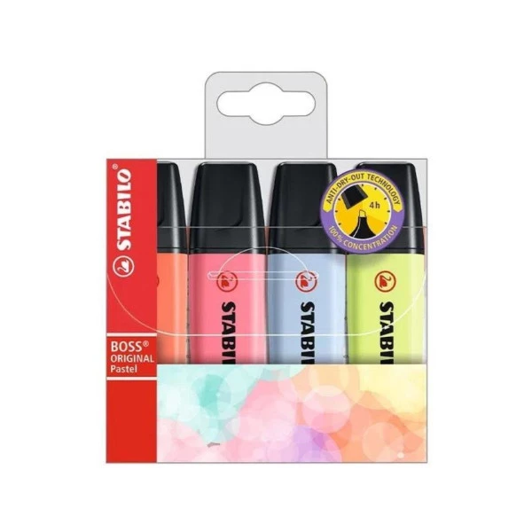 Marca Texto Stabilo Boss Pastel Estojo c/4 Cores