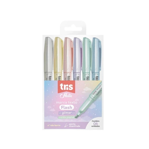 Marca Texto Tris Holic Dreamy Flash Glitter 6 Cores