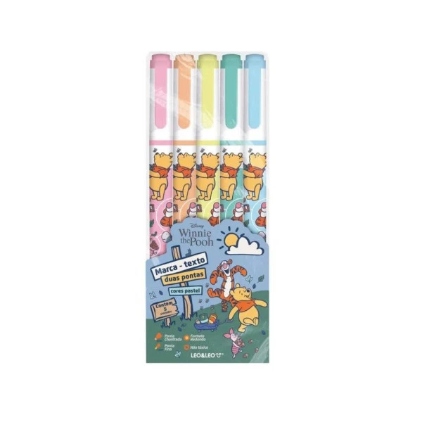 Marca-Texto Ursinho Pooh Leo&Leo Estojo C/5 Cores