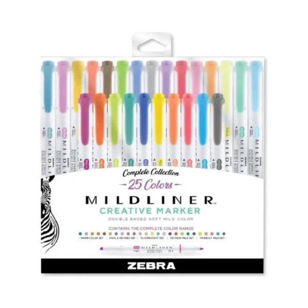 Marca Texto Zebra Mildliner Caixa com 25 Un