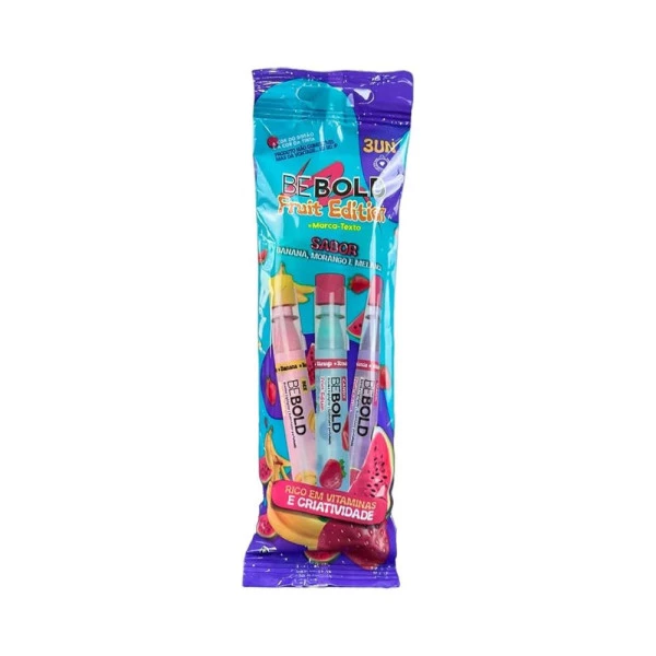 Marca Texto Perfumado Be Bold Fruit Edition 3 Cores