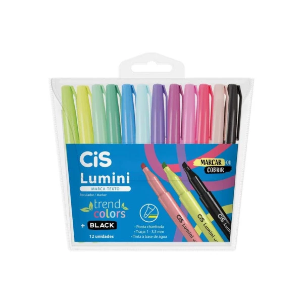 Marca Texto Cis Lumini Trend Colors 12 Cores
