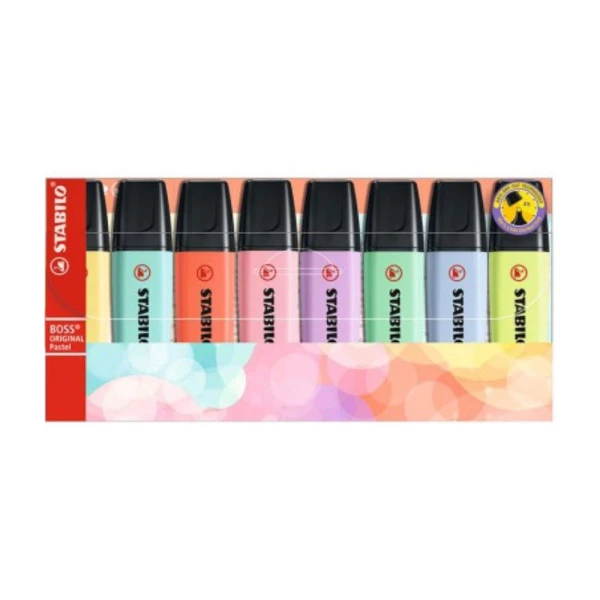 Marca Texto Stabilo Boss Tons Pastel Estojo C/8 Cores