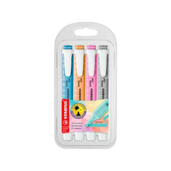 Marca Texto Stabilo Swing Cool Pastel C/ 4 Cores
