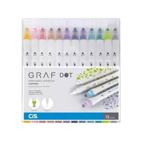 Marcador Artístico CiS Graf Dot 12 Cores