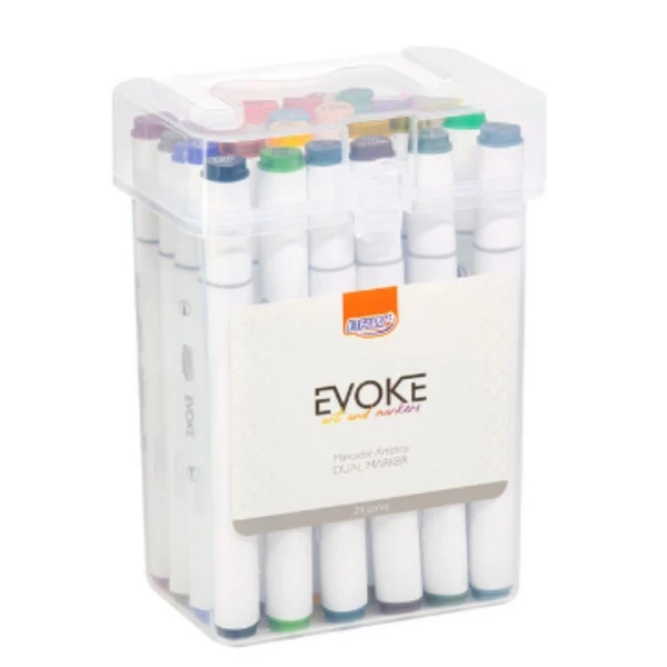 Marcador Artístico Evoke Dual Marker 24 Cores BRW