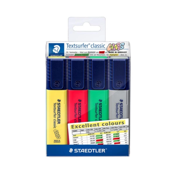 Marcador Staedtler Textsurfer Excellent Colors c/ 4 cores