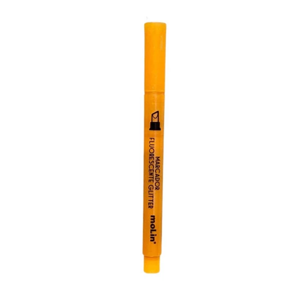Marcador Fluorescente Glitter Laranja Molin