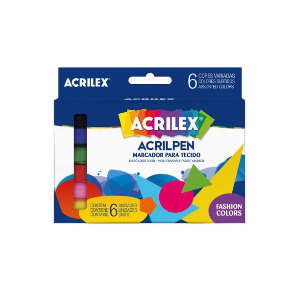 Marcador Para Tecido Acrilpen Acrilex c/ 6 Cores