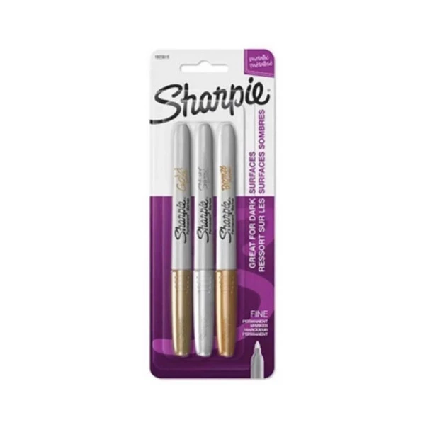 Marcador Permanente Sharpie Cores Metálicas c/ 3 Unidades