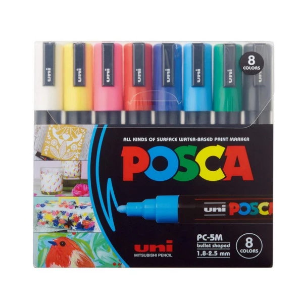 Caneta Posca Uni Ball PC-5M c/ 8 Cores