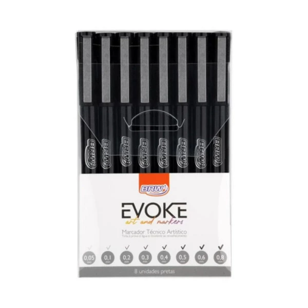 Marcador Técnico Artístico EVOKE BRW c/ 8 un Pretas
