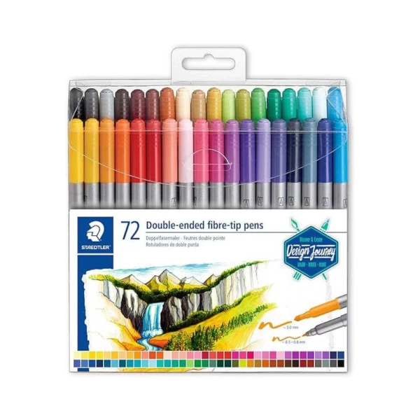 Marcador Artístico Ponta Dupla Staedtler Kit C/72 Cores