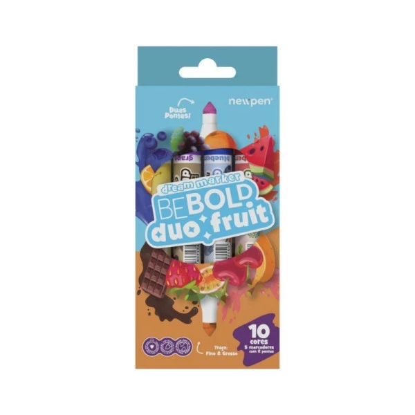 Marcador Be Bold Duo Fruit Duas Pontas New Pen 10 Cores