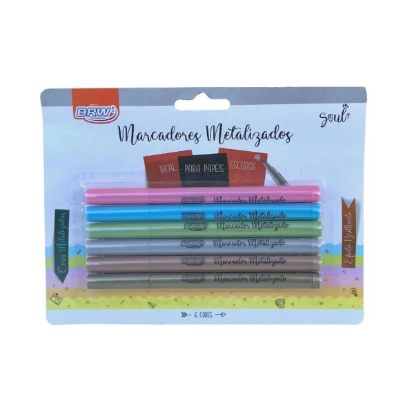 Marcadores Metalizados BRW c/ 6 cores