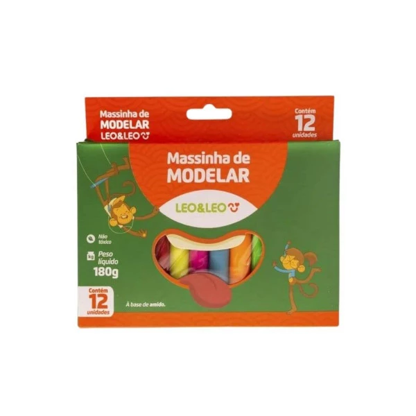 Massinha de Modelar 12 Cores 180g Amido Leo&Leo