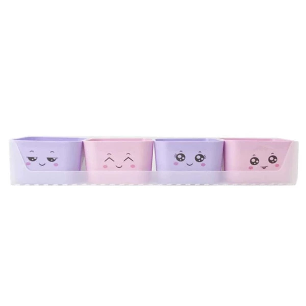 Porta Objeto Mini Kit Doçura Rosa e Roxo c/ 4 un