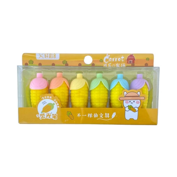 Mini Marca Texto Kawaii Fofinho Milho 6 Cores