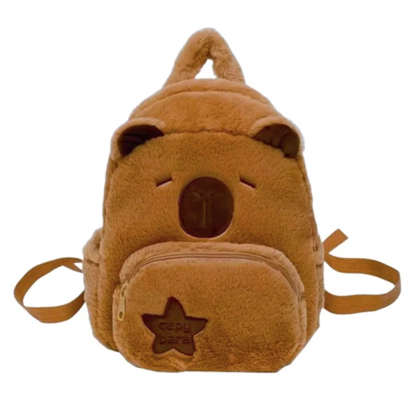 Mini Mochila Capivara Kawaii Estrela Pelúcia