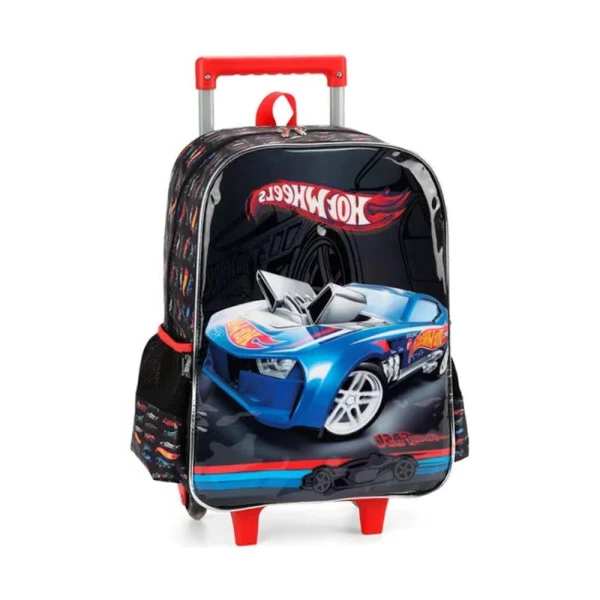 Mochila Escolar De Rodinhas Hot Wheels Luxcel
