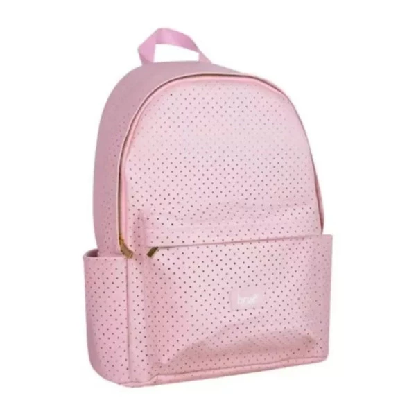 Mochila Escolar de Costas Rosa Pastel Perfurada BRW