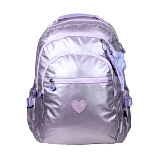 Mochila Escolar de Costas Roxo Metalizado Kika