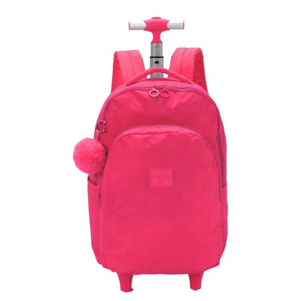 Mochila Escolar de Rodinhas Carrinho Rosa Up4You