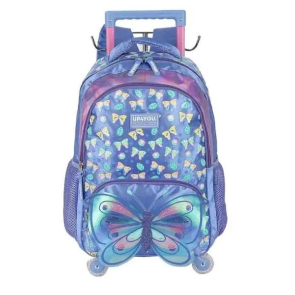 Mochila Escolar Infantil de Rodinhas Borboletas Roxo Up4You