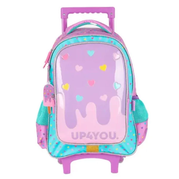 Mochila Escolar Infantil de Rodinhas Ice Cream Violeta Up4You