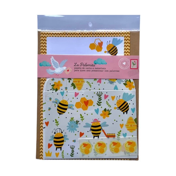 Papeis de Carta Kit com Envelopes Abelinhas La Palomita